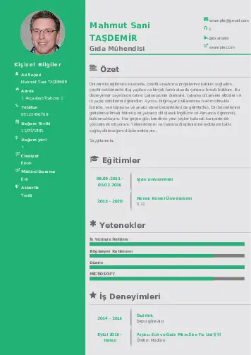 Gıda Mühendisi CV Örnekleri cv indir